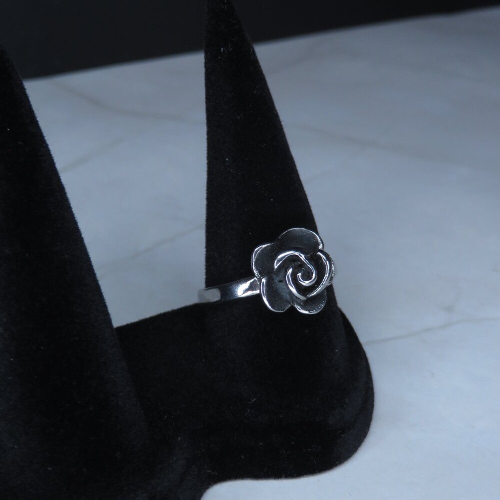 Silver Tone Rose Ring - image 2